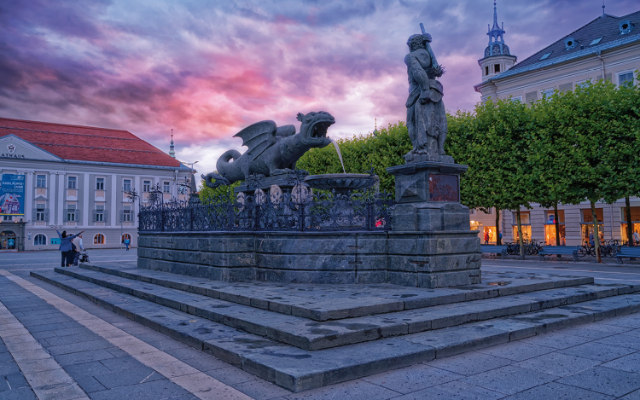 Lindworm fontein — Klagenfurt am Wörthersee