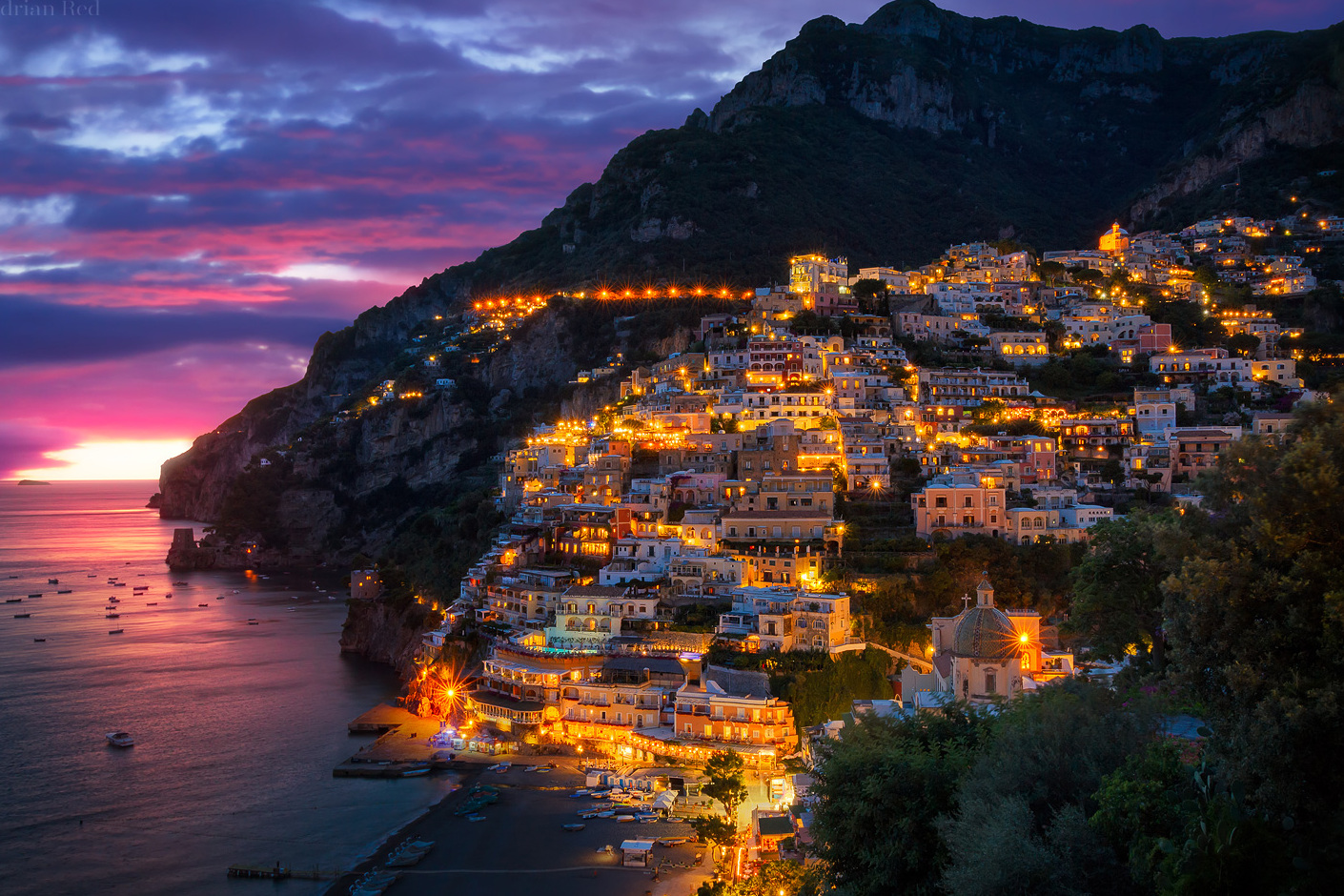 Positano at sunset..... - Positano | Secret World Trip Planner